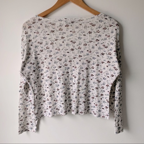 Vintage Floral Dainty Ribbed Knit Long Sleeve Top - Picture 5 of 6